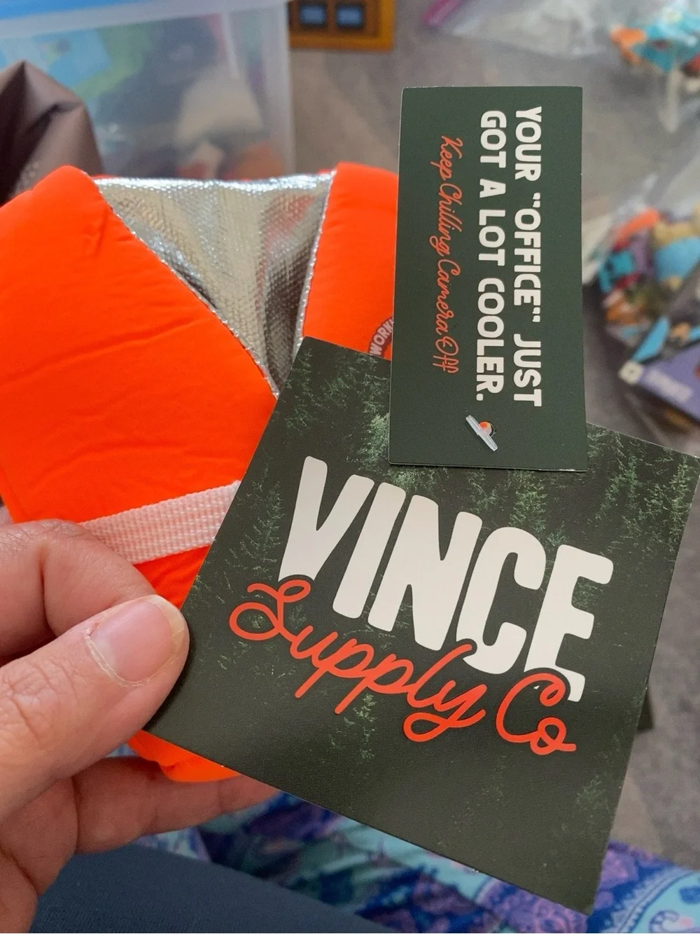 Vince Supply Co. “Working From Home” Novelty Can Cooler Hi-Vis Safety Vest NWT